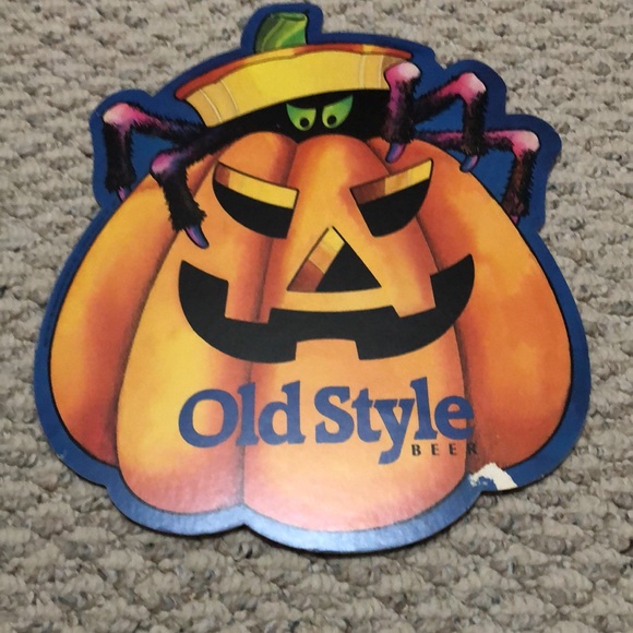 Vintage rare Old Style Beer cardboard sign, Halloween pumpkin spider - Picture 4 of 16